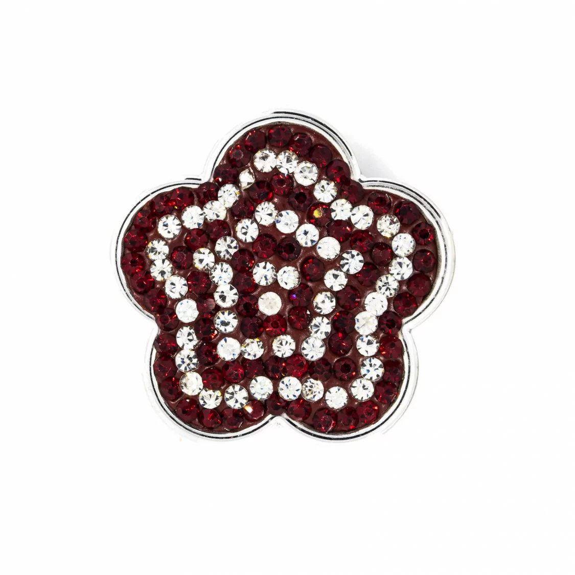 Componente Intramezzo Microfuso Con Strass 4pz Doppio Foro Passante 24mm Fiore Rosso-COMPONENTI DI CRISTALLI E STRASS | Worldofjewel.com