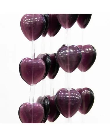 Occhio Di Gatto Cuore Piatto 16mm Viola-OCCHIO DI GATTO | Worldofjewel.com