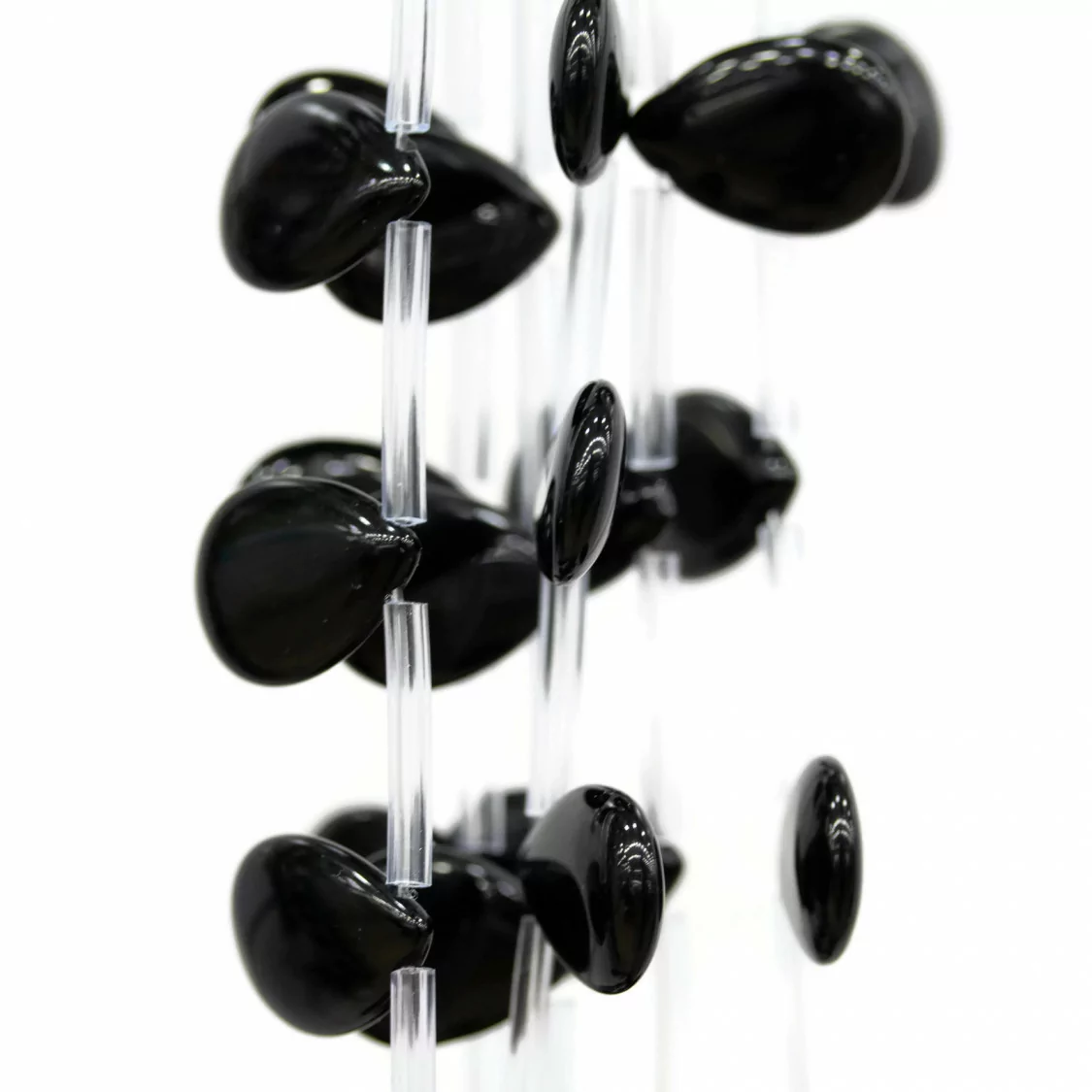 Occhio Di Gatto Gocce Piatte Foro Laterale 18x13mm Nero-OCCHIO DI GATTO | Worldofjewel.com