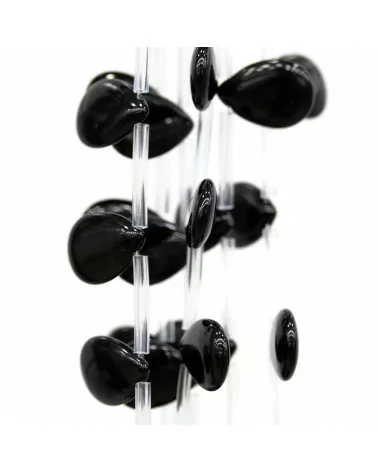 Occhio Di Gatto Gocce Piatte Foro Laterale 18x13mm Nero-OCCHIO DI GATTO | Worldofjewel.com