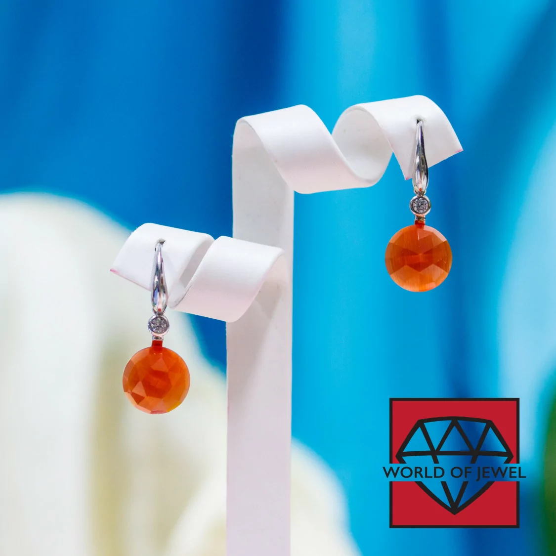 Orecchini A Monachella Di Argento 925 Con Cabochon Di Occhio Di Gatto 12x28mm Arancio-ARGENTO 925 CRYSTAL | Worldofjewel.com