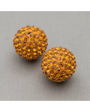 Palline Di Strass Mezzo Foro Tondo 14mm 8pz Giallo-COMPONENTI DI CRISTALLI E STRASS | Worldofjewel.com