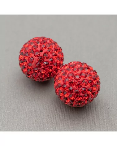 Palline Di Strass Mezzo Foro Tondo 14mm 8pz Rosso-COMPONENTI DI CRISTALLI E STRASS | Worldofjewel.com