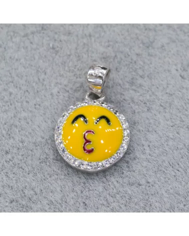 Pendente Ciondolo Di Argento 925 Emoji E Zirconi 10mm MOD2-ARGENTO 925 DESIGN ITALY | Worldofjewel.com