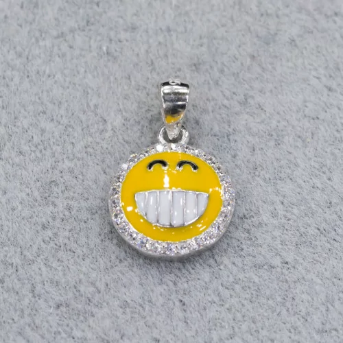 Pendentif Pendentif Argent 925 Emoji Et Zircons 10mm MOD3