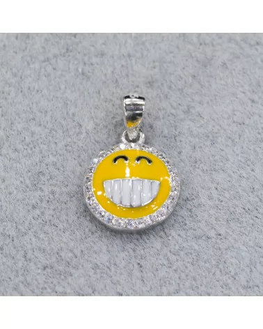 Pendente Ciondolo Di Argento 925 Emoji E Zirconi 10mm MOD3-ARGENTO 925 DESIGN ITALY | Worldofjewel.com