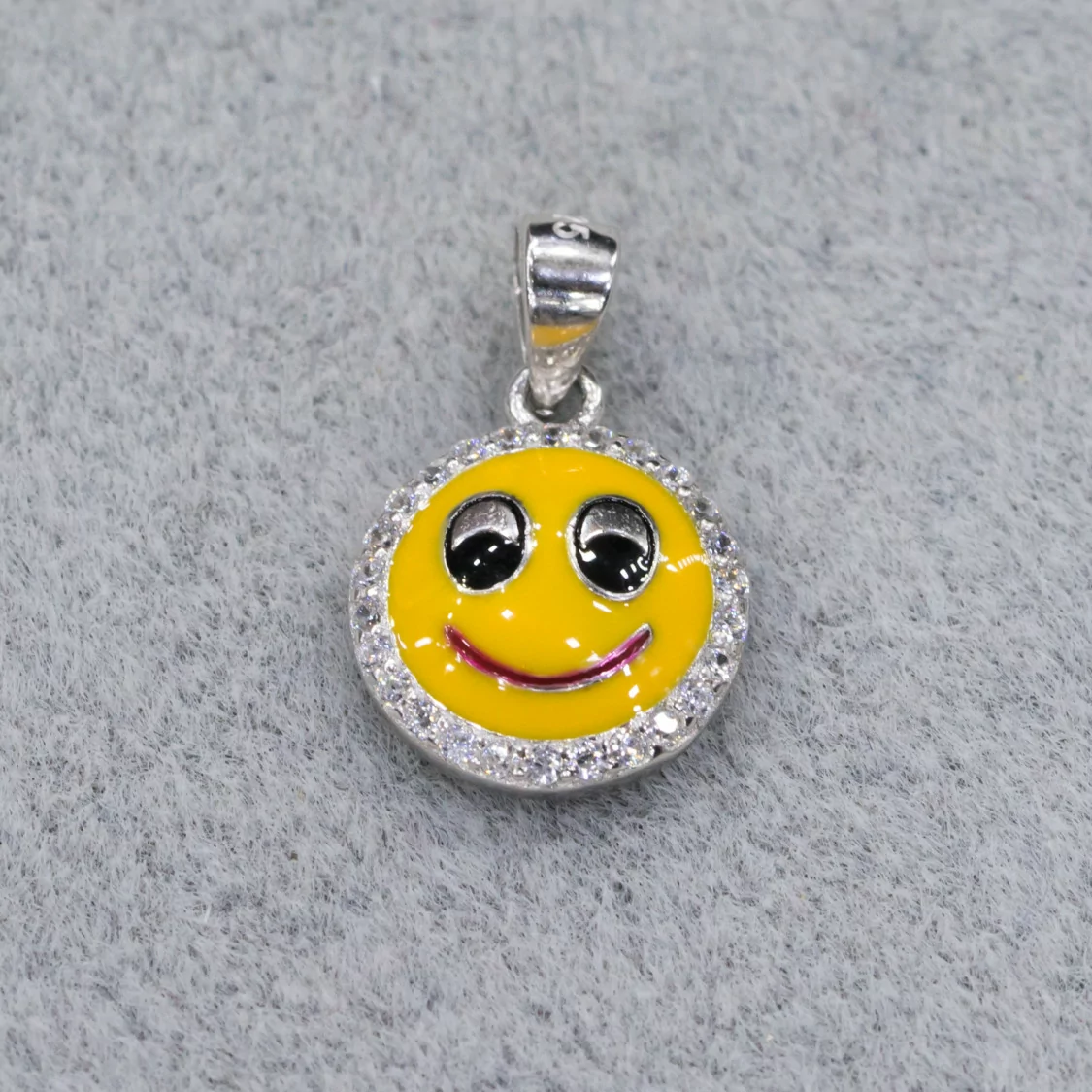 Pendente Ciondolo Di Argento 925 Emoji E Zirconi 10mm MOD4-ARGENTO 925 DESIGN ITALY | Worldofjewel.com