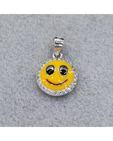 Pendente Ciondolo Di Argento 925 Emoji E Zirconi 10mm MOD4-ARGENTO 925 DESIGN ITALY | Worldofjewel.com