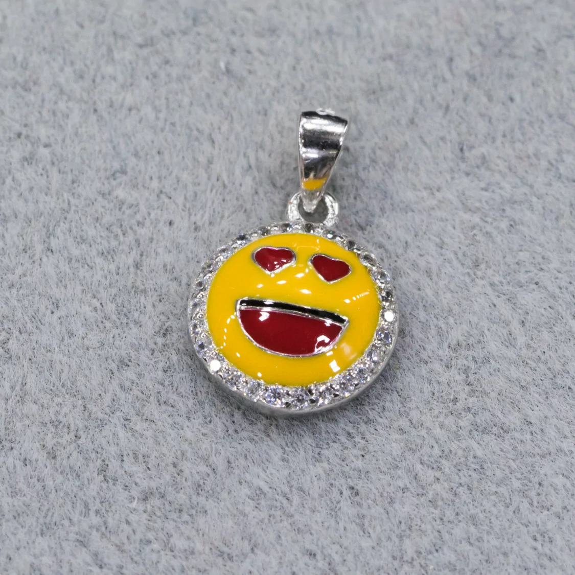 Pendente Ciondolo Di Argento 925 Emoji E Zirconi 10mm MOD7-ARGENTO 925 DESIGN ITALY | Worldofjewel.com