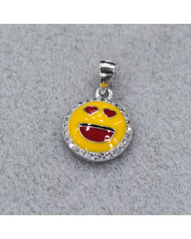 Pendente Ciondolo Di Argento 925 Emoji E Zirconi 10mm MOD7-ARGENTO 925 DESIGN ITALY | Worldofjewel.com