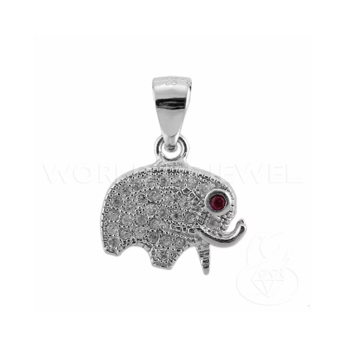 Pendente Di Argento 925 Con Zirconi Elefante 13x17mm 2pz Rodiato-ARGENTO 925 DESIGN ITALY | Worldofjewel.com