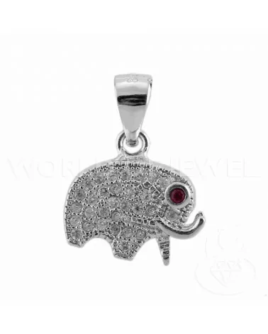 Pendente Di Argento 925 Con Zirconi Elefante 13x17mm 2pz Rodiato-ARGENTO 925 DESIGN ITALY | Worldofjewel.com