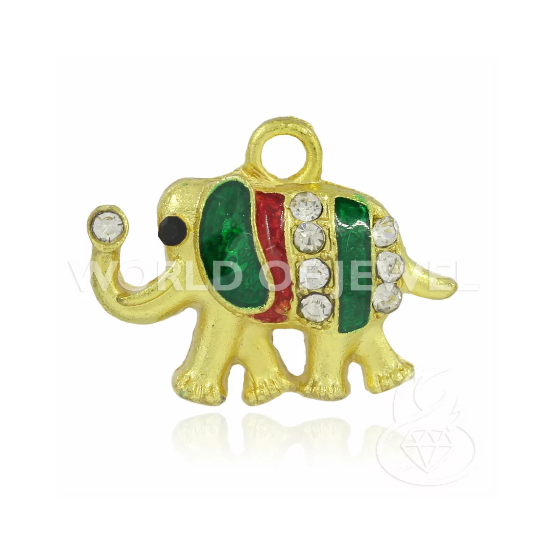 Pendente Di Ottone Smaltato Con Strass Elefante 22x16mm 25pz Dorato-CIONDOLI DI OTTONE | Worldofjewel.com