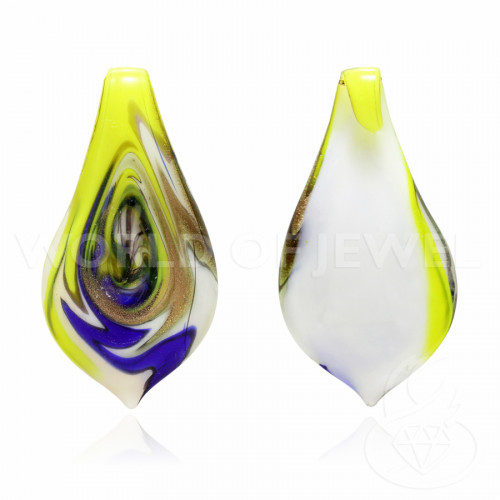 Colgante de cristal de Murano estampado 32x62mm - 2pz Amarillo