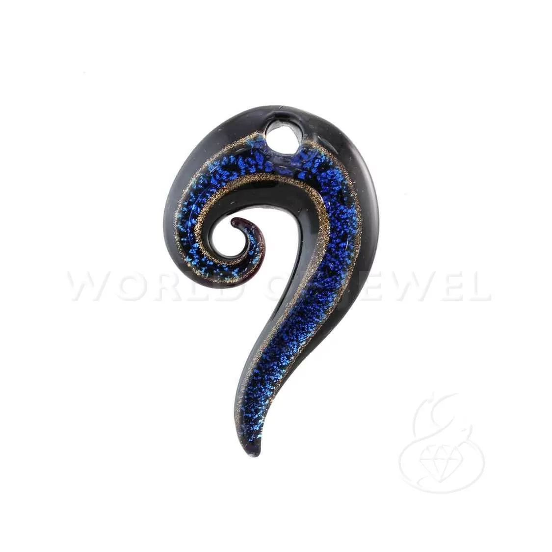 Pendente Di Vetro Di Murano Fantasia 43x70mm 2pz Blu-CIONDOLI DI PIETRE DURE | Worldofjewel.com