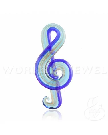 Pendente Di Vetro Di Murano Nota Musicale 30x65mm 2pz Blu-CIONDOLI DI PIETRE DURE | Worldofjewel.com