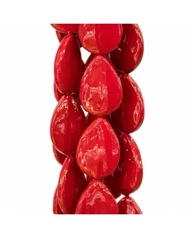 Perle Di Maiorca Rosso Gocce Piatto Barocca 18x25mm-PERLE ROSSE | Worldofjewel.com