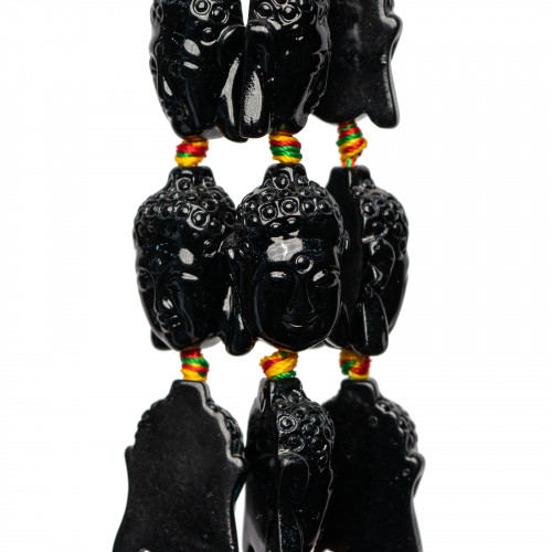 Perline Di Resina A Filo Buddha 16x23mm 15pz Nero