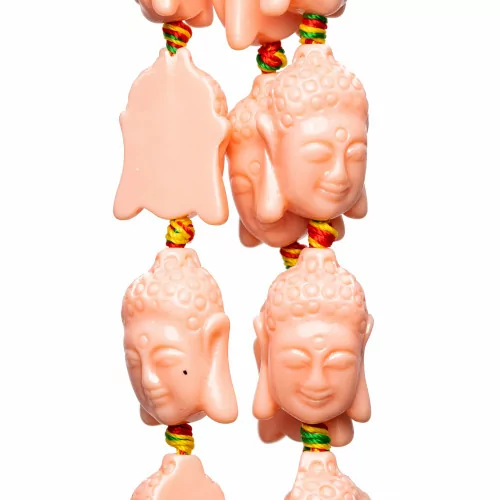 Buddha Strand Resin Beads 16x23mm 15pcs Light Pink