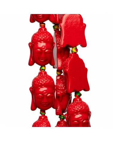 Perline Di Resina A Filo Buddha 16x23mm 15pz Rosso-RESINA A FILO | Worldofjewel.com