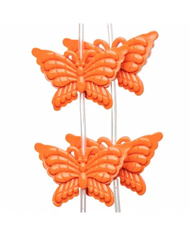 Perline Di Resina A Filo Farfalla Bifaccia 38x25mm 11pz - Arancio-RESINA A FILO | Worldofjewel.com