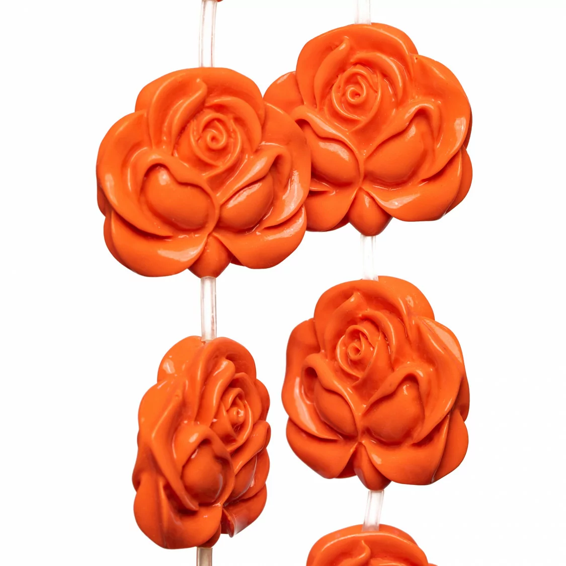 Perline Di Resina A Filo Fiore Rosa Bifacciale 30mm 10pz Arancio-RESINA A FILO | Worldofjewel.com