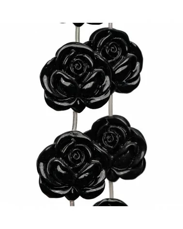 Perline Di Resina A Filo Fiore Rosa Bifacciale 30mm 10pz Nero-RESINA A FILO | Worldofjewel.com