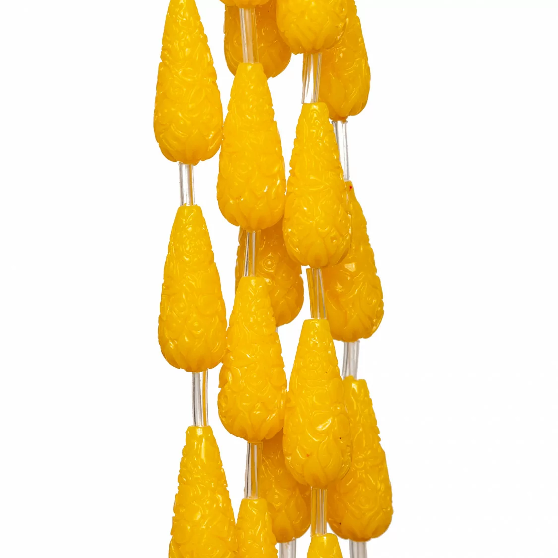 Perline Di Resina A Filo Gocce Inciso 8x20mm 15pz Giallo-RESINA A FILO | Worldofjewel.com