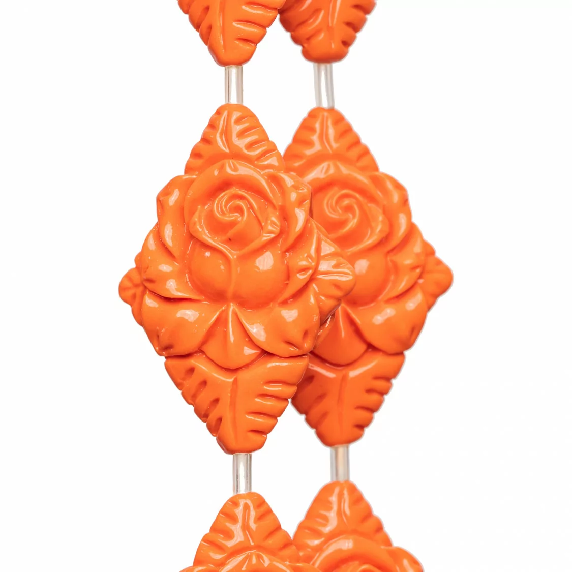 Perline Di Resina A Filo Rombo 35x45mm 8pz Arancio-RESINA A FILO | Worldofjewel.com