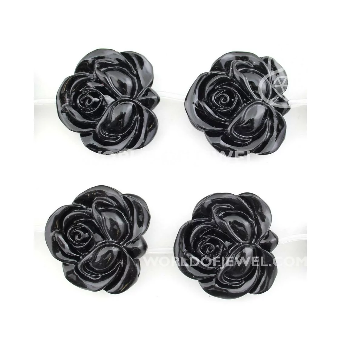 Resina Rosa Bifaccia 33mm 10pz Nero-RESINA A FILO | Worldofjewel.com