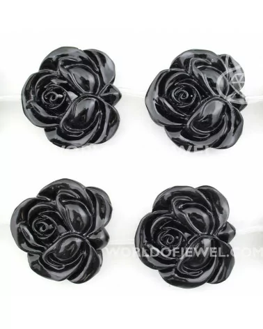 Resina Rosa Bifaccia 33mm 10pz Nero-RESINA A FILO | Worldofjewel.com