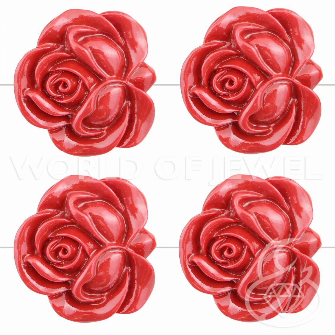 Resina Rosa Bifaccia 33mm 10pz Rosso-RESINA A FILO | Worldofjewel.com