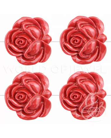 Resina Rosa Bifaccia 33mm 10pz Rosso-RESINA A FILO | Worldofjewel.com