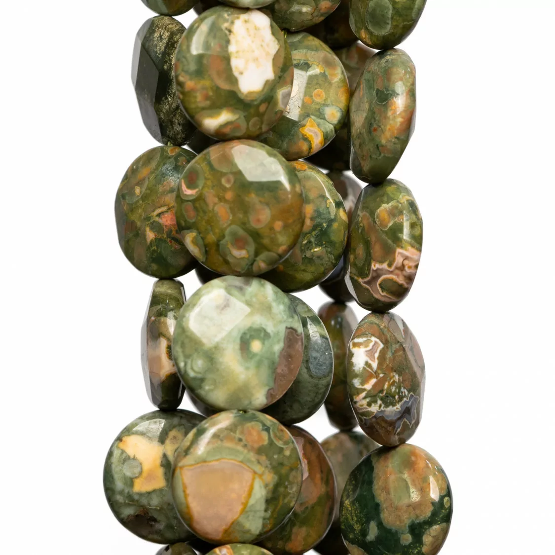 Riolite Tondo Piatto Sfaccettato 14mm Verde-RIOLITE | Worldofjewel.com