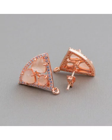 Base Per Orecchini Di Ottone A Perno Triangolo Con Cabochon Di Occhi Di Gatto Incastonati 18x15mm 5 Paia Oro Rosa Pesca-BASI CON PIETRE E PERLINE | Worldofjewel.com