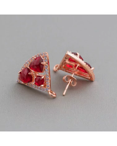 Base Per Orecchini Di Ottone A Perno Triangolo Con Cabochon Di Occhi Di Gatto Incastonati 18x15mm 5 Paia Oro Rosa Rosso-BASI CON PIETRE E PERLINE | Worldofjewel.com