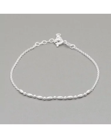 Bracciale Di Argento 925 Con Catena Rolo' E Ovali 2x4mm Lungo 18cm + 3cm 4pz Argentato-BRACCIALI DI ARGENTO 925 | Worldofjewel.com