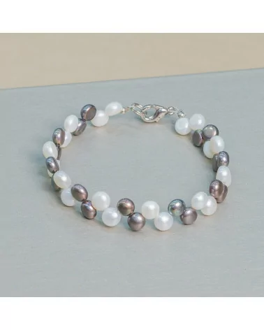 Bracciale Di Perle Di Fiume Coin Intrecciate Mix-BRACCIALI DI PIETRE E PERLE | Worldofjewel.com