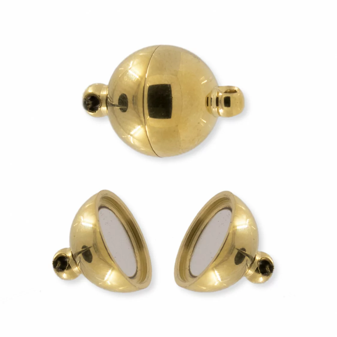 Chiusure Sfera Calamitata (Magnetica) Di Acciaio 12mm Dorato 8pz-CHIUSURE DI ACCIAIO | Worldofjewel.com