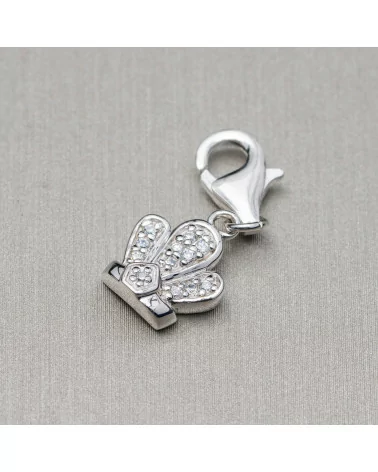 Ciondolo Pendente Charms Di Argento 925 Corona Tre Punte Con Zirconi 10x24mm 5Pz-ARGENTO 925 DESIGN ITALY | Worldofjewel.com