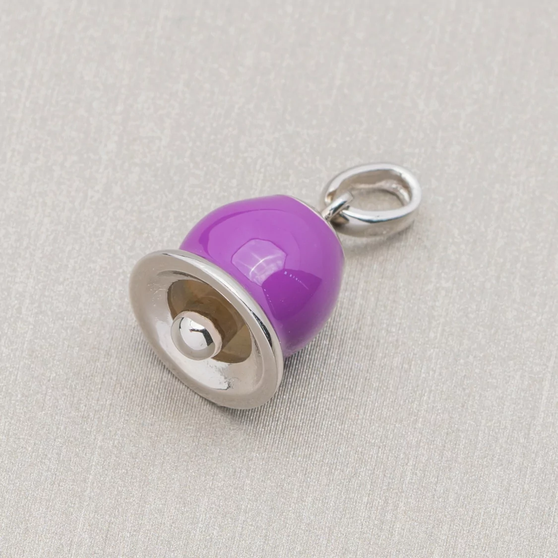 Ciondolo Pendente Di Argento 925 Campanella Smaltata 11x20mm Viola-ARGENTO 925 DESIGN ITALY | Worldofjewel.com