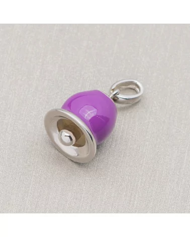 Ciondolo Pendente Di Argento 925 Campanella Smaltata 11x20mm Viola-ARGENTO 925 DESIGN ITALY | Worldofjewel.com