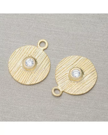 Ciondolo Pendente Di Argento 925 Coin Satinato Con Punto Luce 12x15mm 6pz Dorato-ARGENTO 925 DESIGN ITALY | Worldofjewel.com