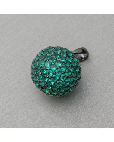 Ciondolo Pendente Di Argento 925 Con Zirconi Pave' Incastonati A Goccia 16x28mm Verde-ARGENTO 925 DESIGN ITALY | Worldofjewel.com