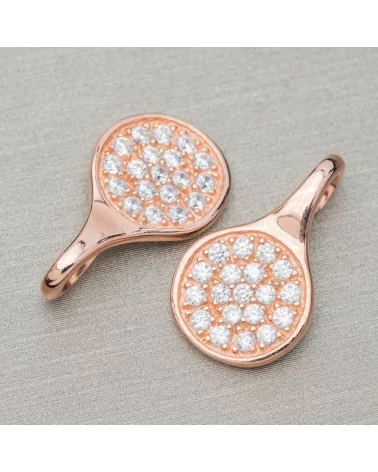 Ciondolo Pendente Di Argento 925 Drops Satinato 11,5x19,5mm Con Zirconi Incastonati 6pz Oro Rosa-ARGENTO 925 DESIGN ITALY | Worldofjewel.com