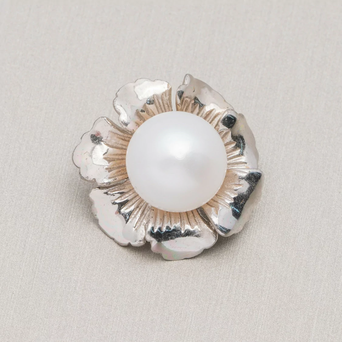 Ciondolo Pendente Di Argento 925 Fiore Con Perle Di Fiume 25mm-ARGENTO 925 DESIGN ITALY | Worldofjewel.com