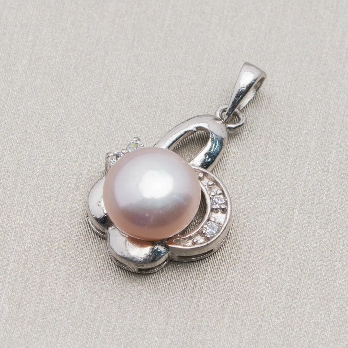 Ciondolo Pendente Di Argento 925 Perle Con Zirconi Pavè 14x26mm MOD.3 Rosa-ARGENTO 925 DESIGN ITALY | Worldofjewel.com