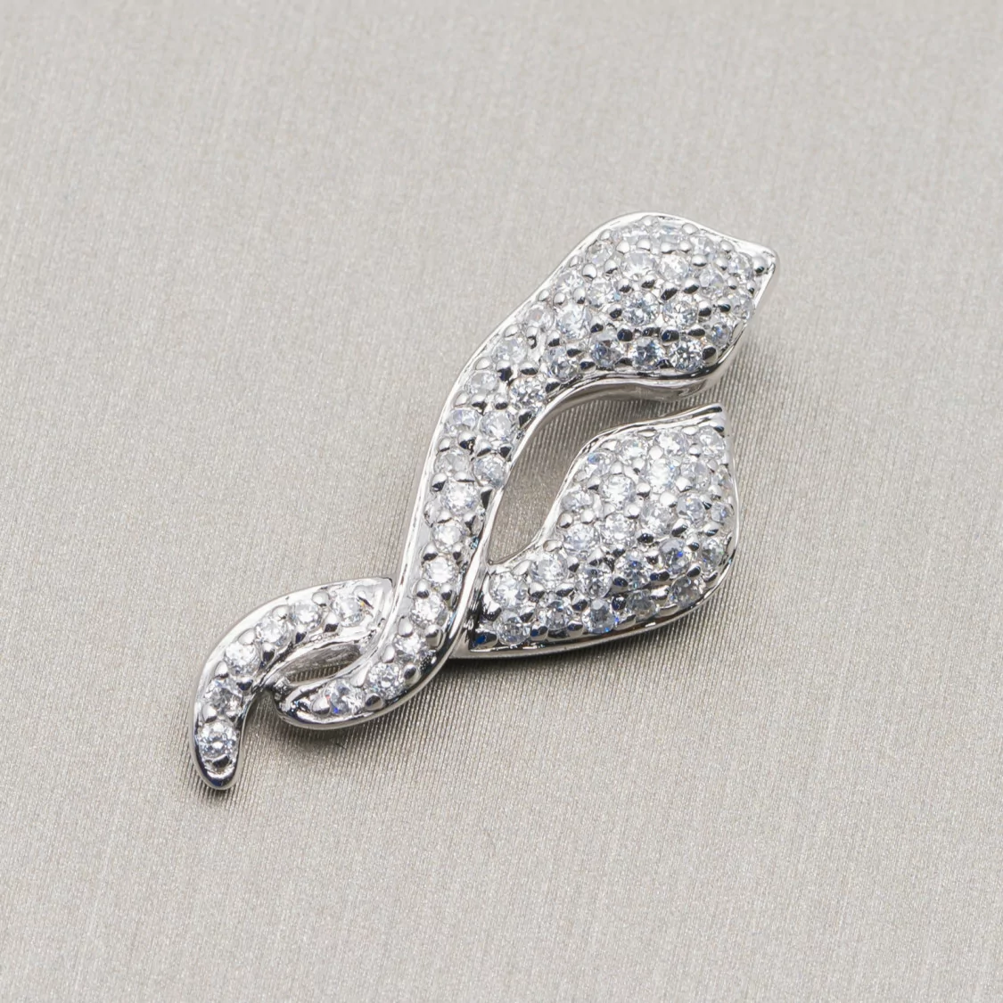 Ciondolo Pendente Di Argento 925 Serpenti Intrecciati Con Zirconi Pavè 14x30mm-ARGENTO 925 DESIGN ITALY | Worldofjewel.com