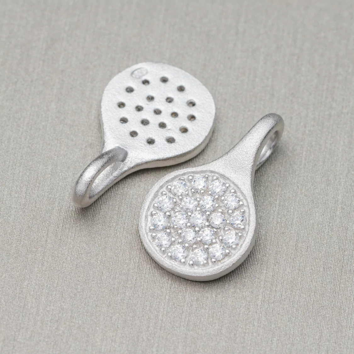 Ciondolo Pendenti Di Argento 925 Drops Satinato 11,5x19,5mm Con Zirconi Incastonati 6pz Rodiato-ARGENTO 925 DESIGN ITALY | Worldofjewel.com