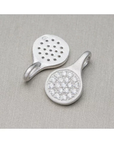 Ciondolo Pendenti Di Argento 925 Drops Satinato 11,5x19,5mm Con Zirconi Incastonati 6pz Rodiato-ARGENTO 925 DESIGN ITALY | Worldofjewel.com